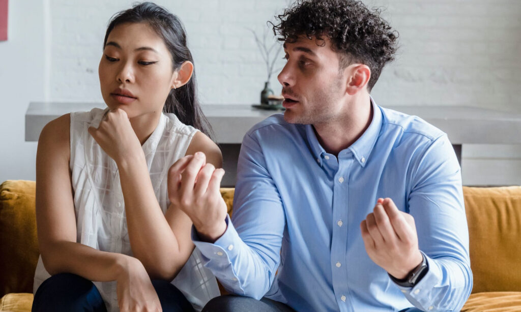 Man encouraging his partner to stop taking bipolar meds